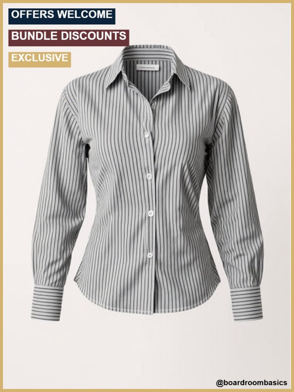 Striped Button Down Shirt with Tie Back - Collared Long Sleeve Blouse Office